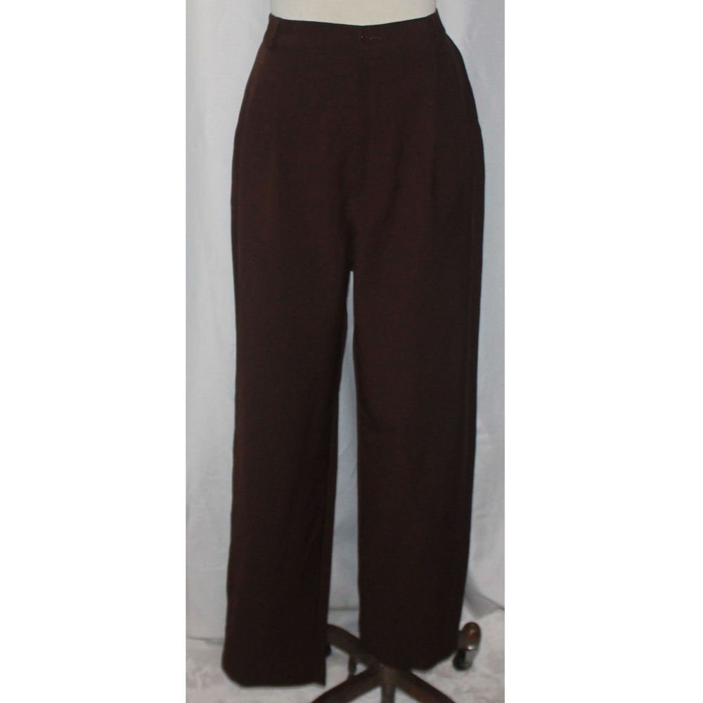 Vintage Fundamental Things Brown High-Rise Tapered Pleated Dress Pants S…
